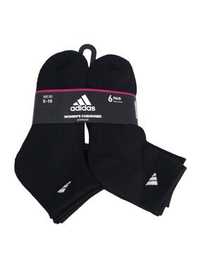 Adidas Womens Cushioned AEROREADY Socks 6 Pair Black Size 5-10 Comfortable